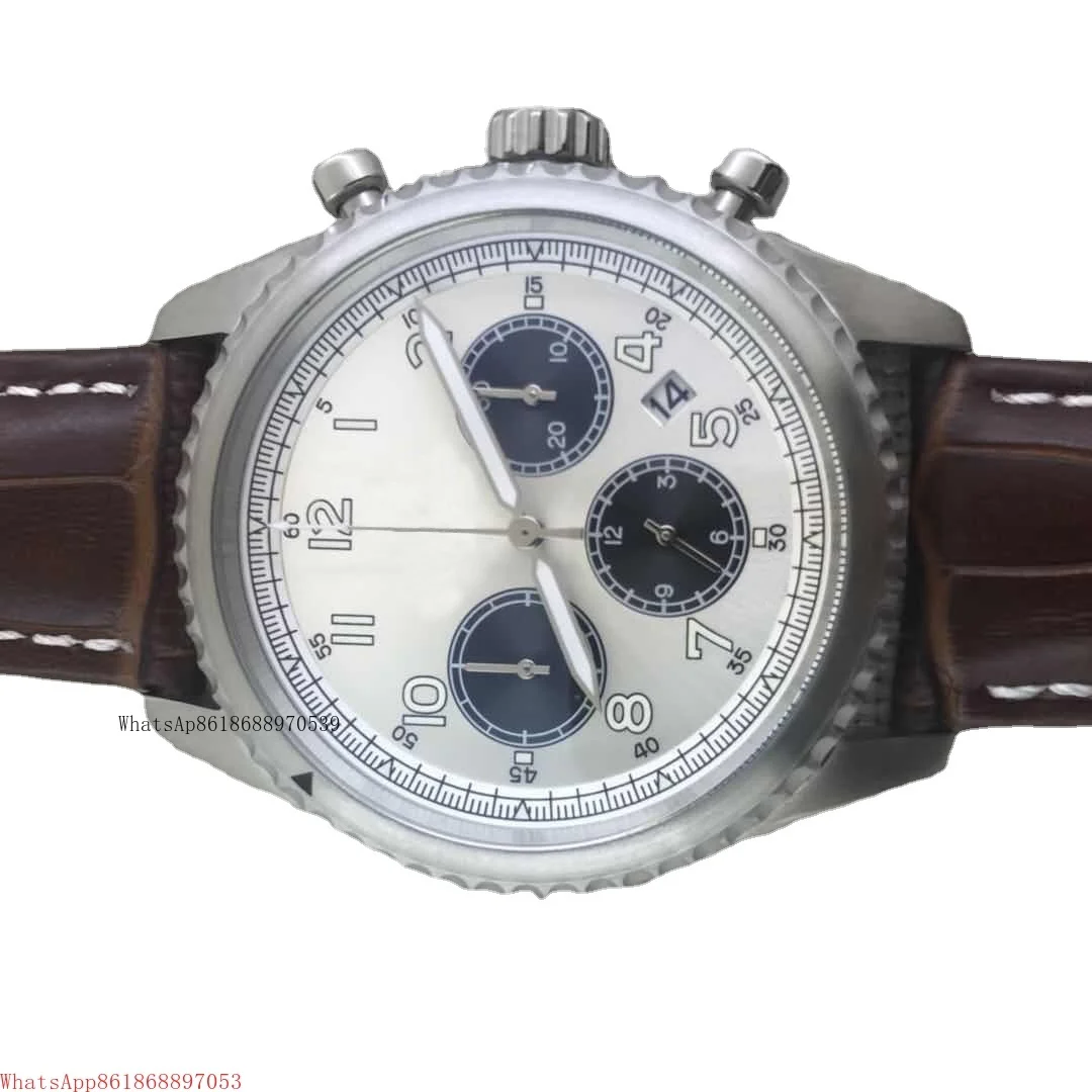 

mens quartz chronograph watch black blue leather