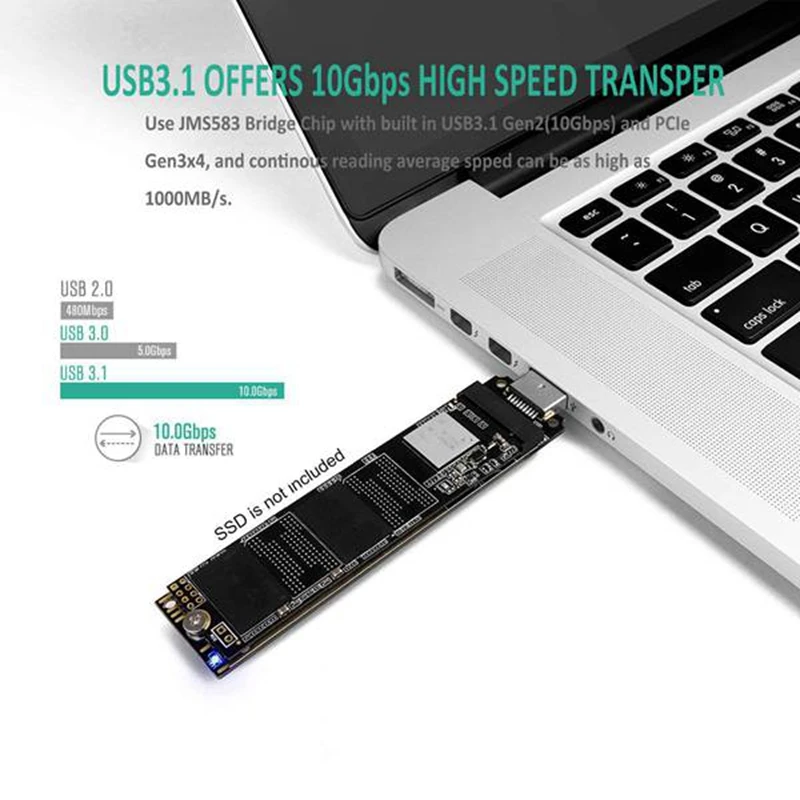 Карта передачи M.2 Твердотельный накопитель протокол NVME к USB 3 1 адаптер стандарта Φ