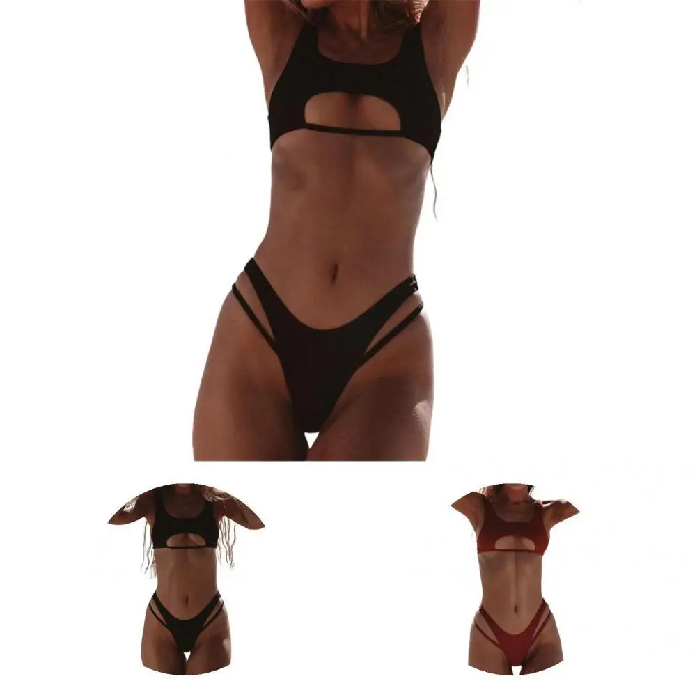 

2 Pcs/Set Women Swimsuit Breathable Bikini Set All Match Women Swimsuit