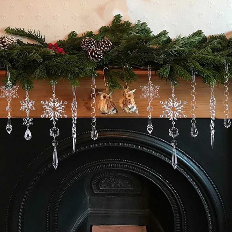 Кристально чистые снежинки подвески для рождественской елки сосульки украшения