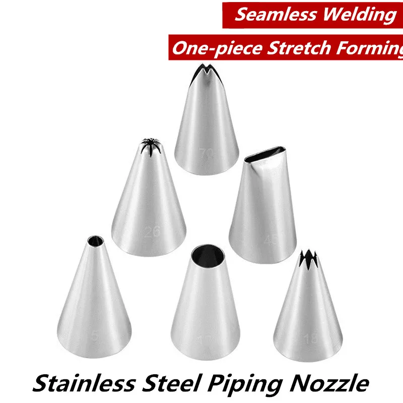 

Cheap 1pcs Stainless Steel Cream Nozzle Cake Pastry Cookie Decorating Tool DIY Piping Tip Novice Kitchen Bakery Accessories