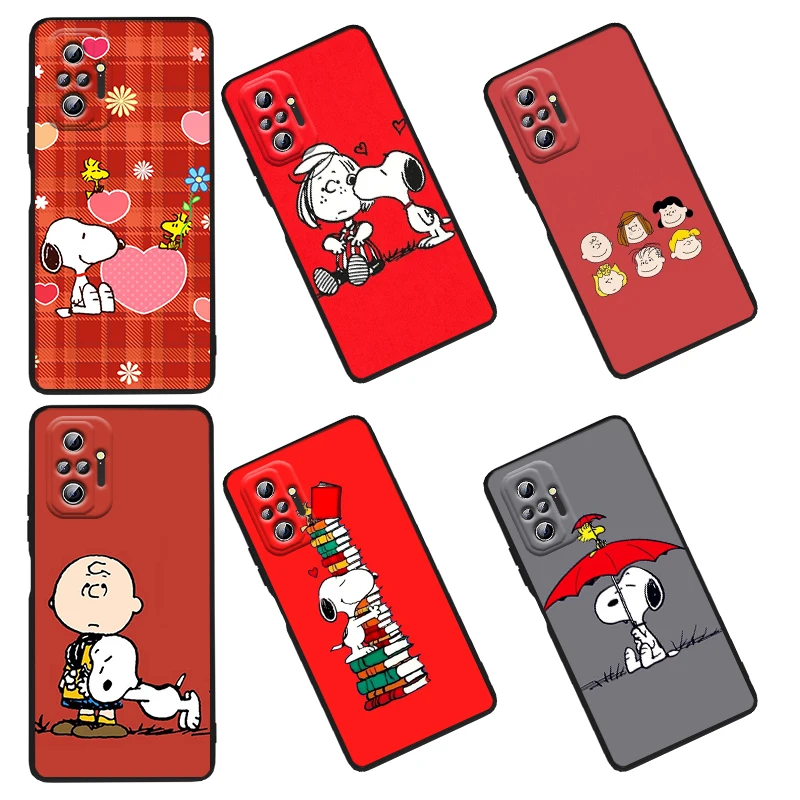 

Snoopy Comics For xiaomi Redmi 10 K50 K50G 9 9A 9T 9C 9AT 8 8A 7A 6 6A 5 4X S2 2022 5G Pro Gaming Plus Black Silicone Phone Case