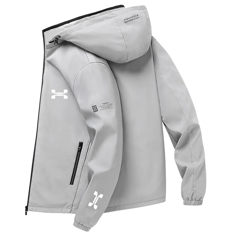 

Spring Autumn Men's Sports Jackets Fashion Men Clothing Outdoors Casual Sports Hooded Coat Printing Zipper Top Breathable Jacket