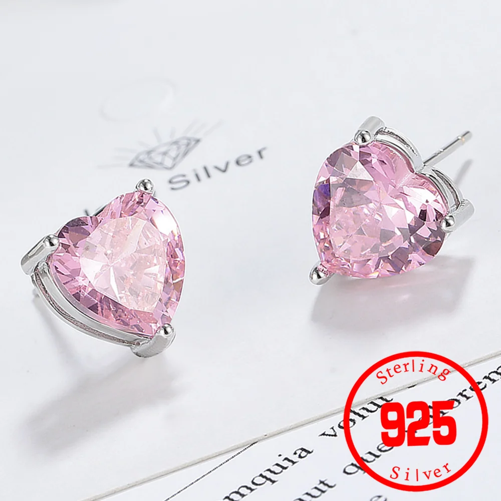 Женские серьги-гвоздики с камнями Love Heart серьги подлинным голубым топазом и