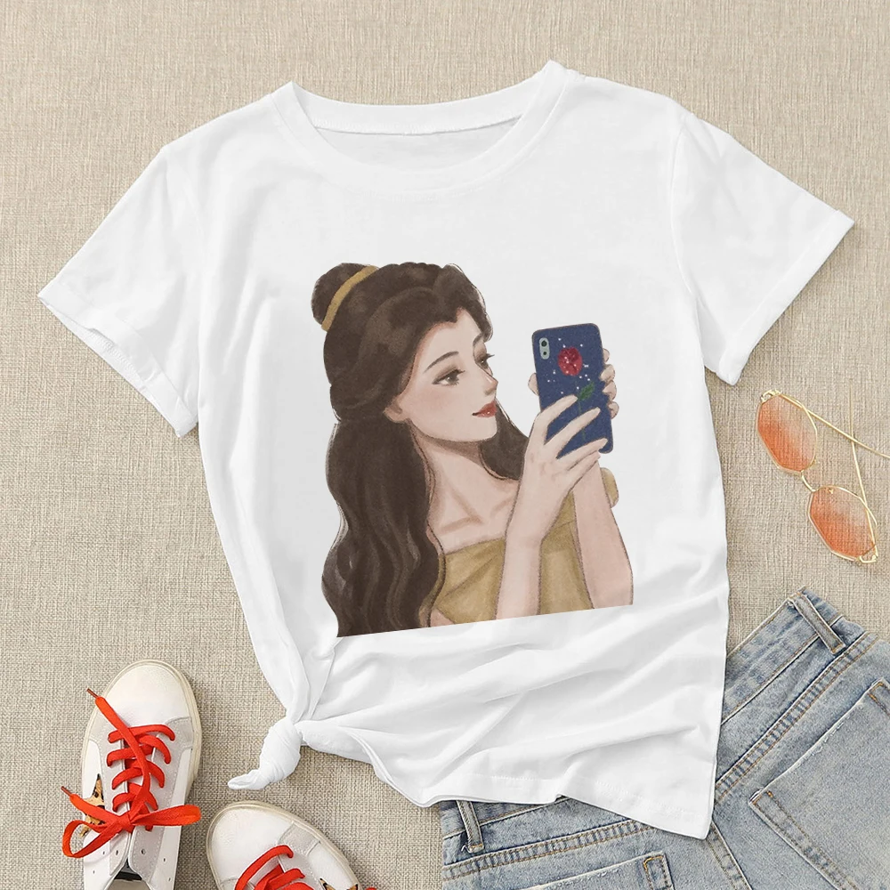 

Disney Princess Cartoon Modern Sweet Comfortable Female Tshirts All-Match Trendy Graphic T-Shirts Snow White Women