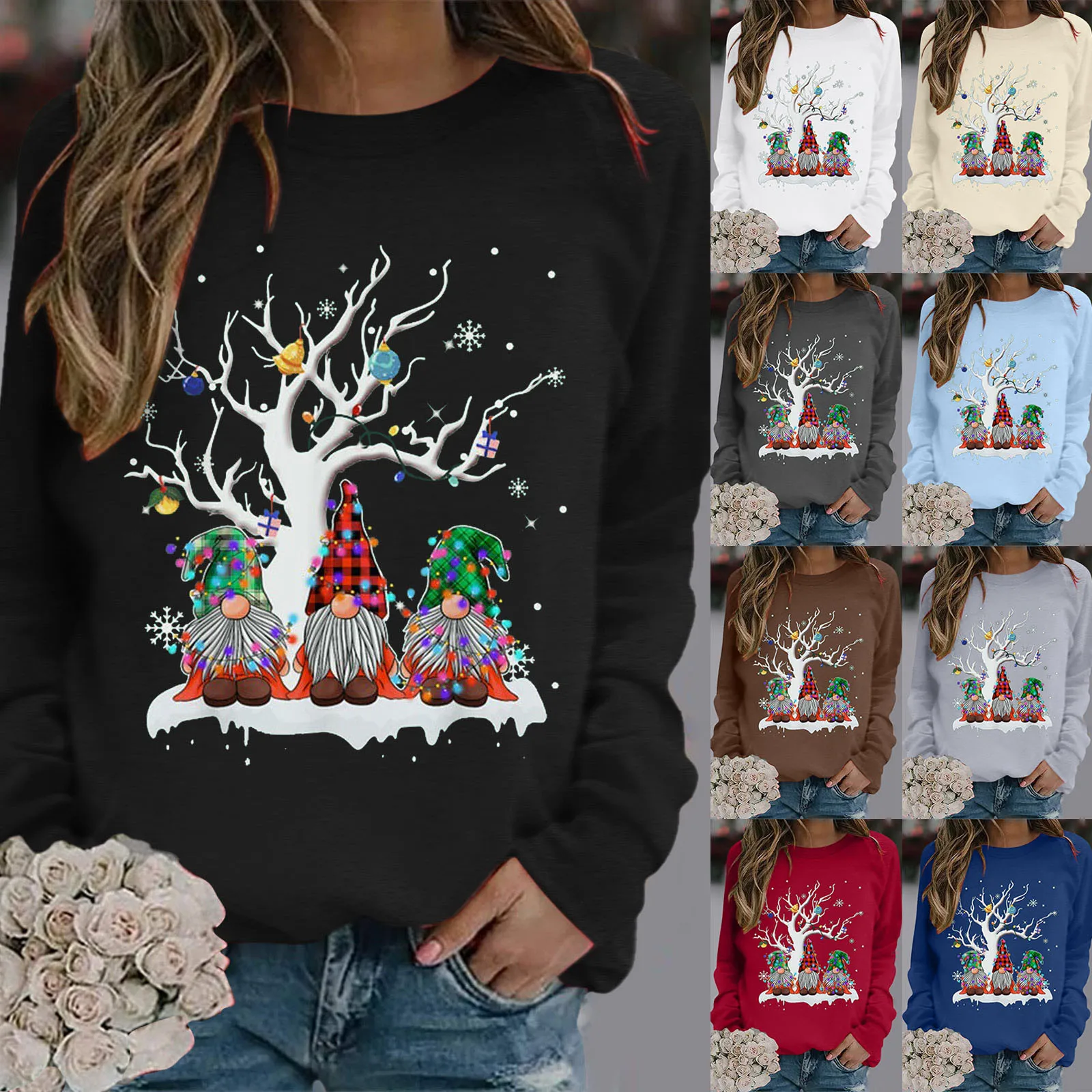 

Женский свитшот с длинным рукавом и круглым вырезом