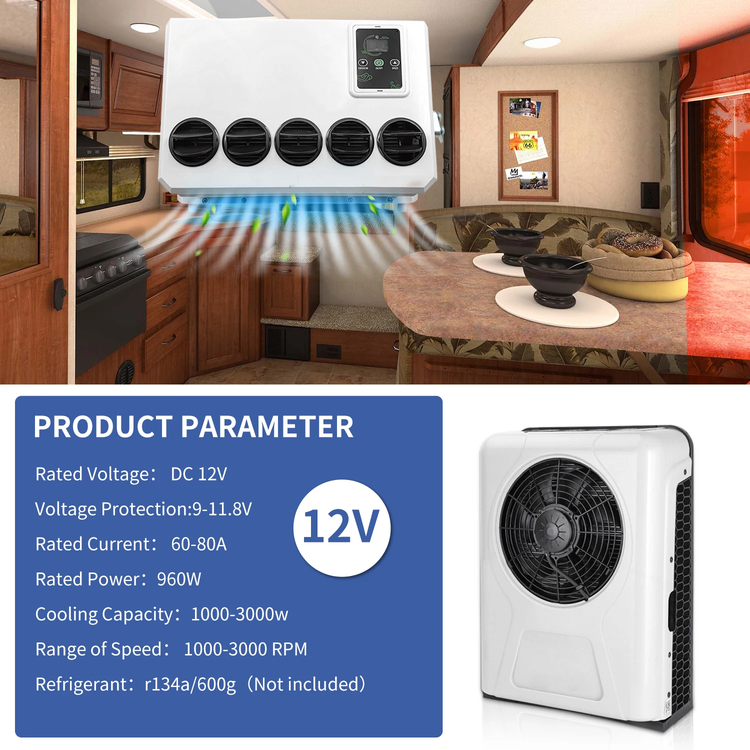 Электрический автомобильный сплит-кондиционер 2025 12 В 10500btu парковочный