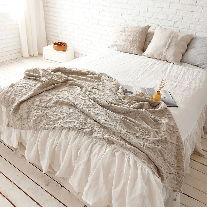 Юбка для кровати из чистого льна с оборками корейский стиль гостиничный базовый