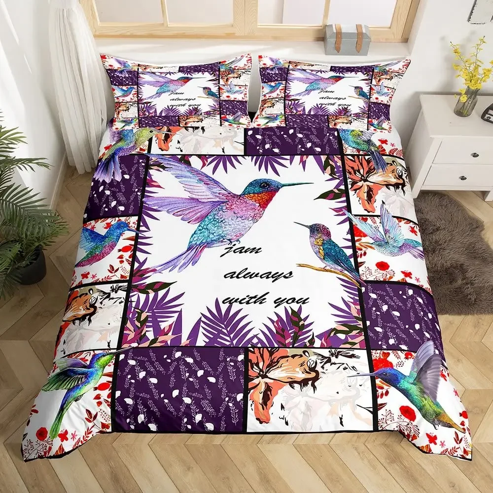 Полноразмерный комплект пододеяльников с колибри для девочек сад птицы