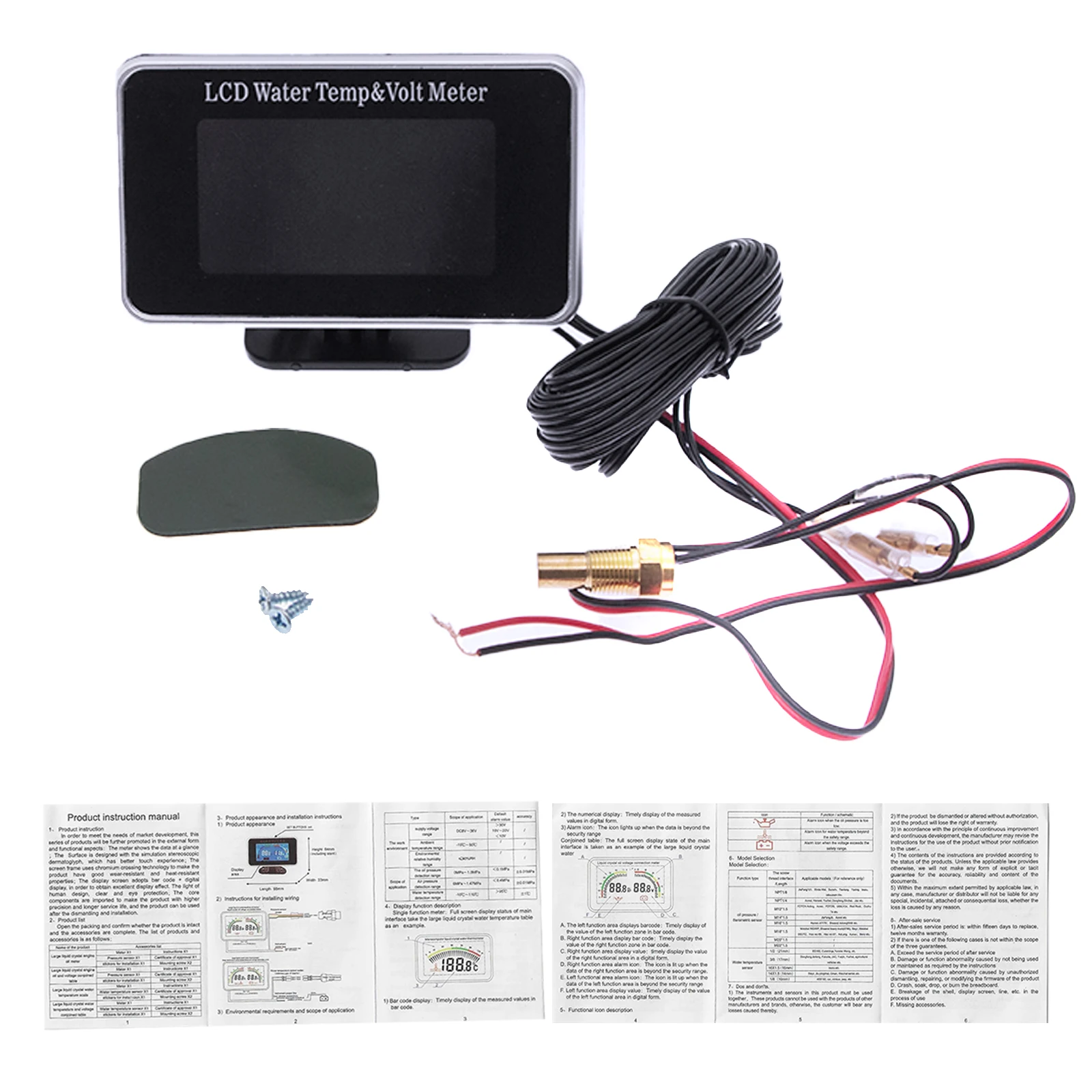 Водонепроницаемый ЖК-дисплей Цифровой Автомобильный датчик температуры воды 10