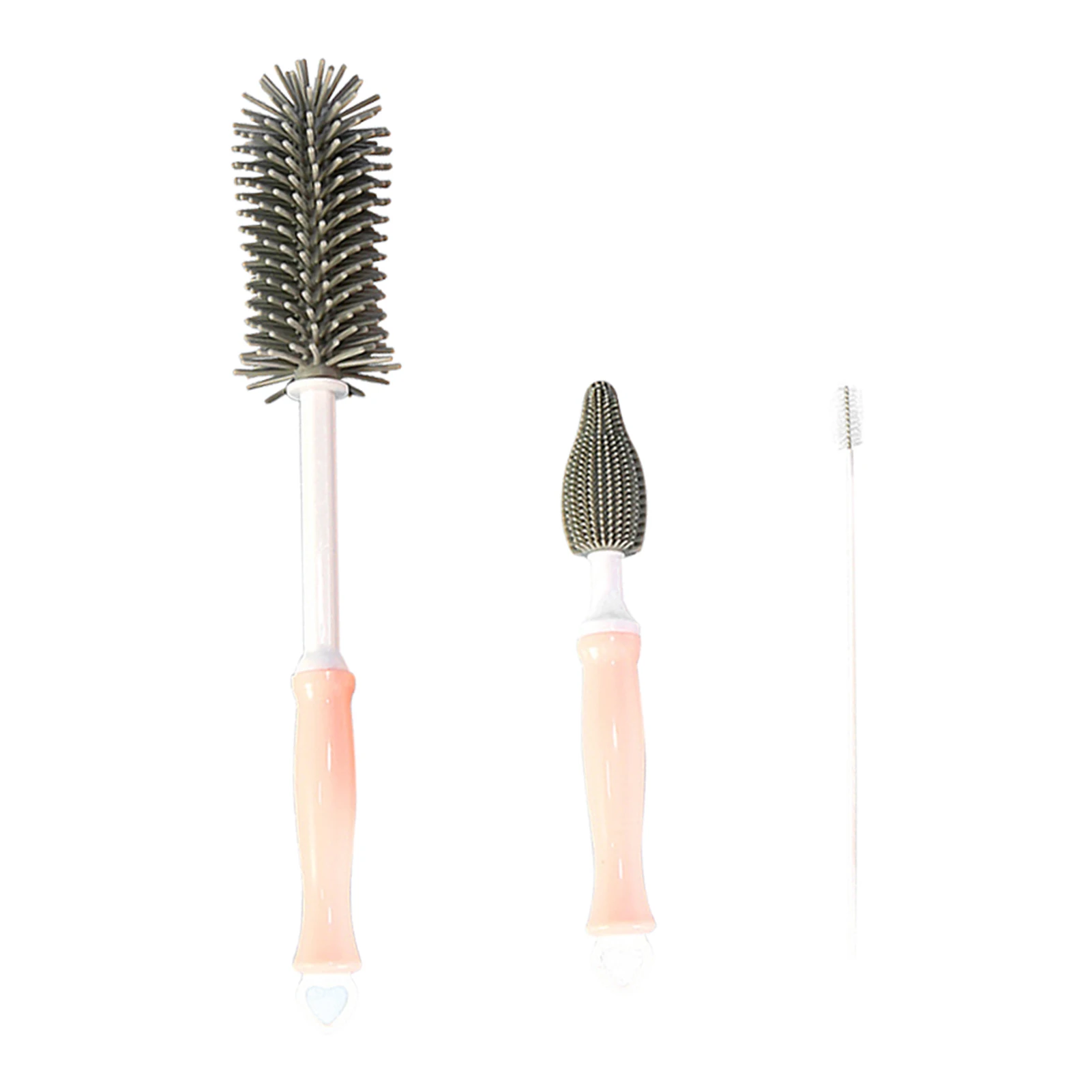 

3pcs/set Baby Bottle Cleaning Brush Kitchen Home Nipple Travel Quick Dry Long Handle Straws Silicone Tool Removing Residues