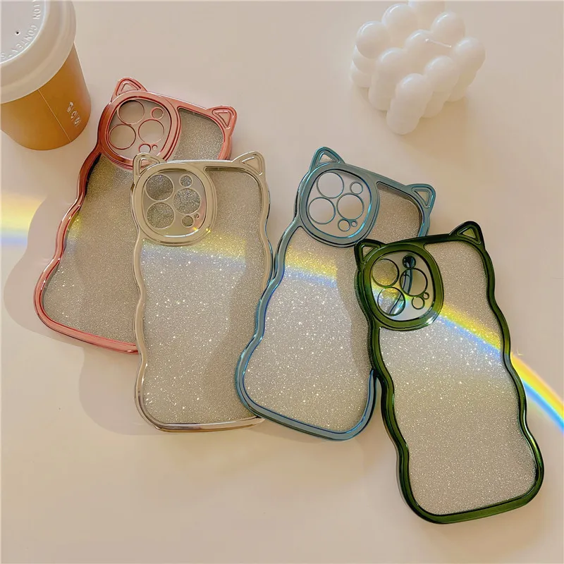

Cat Ears Electroplated Glitter Phone Case Cover for IPhone 7 8 14 Plus 11 12 13 14 Pro X XR XS Max Case for IPhone 14 Pro