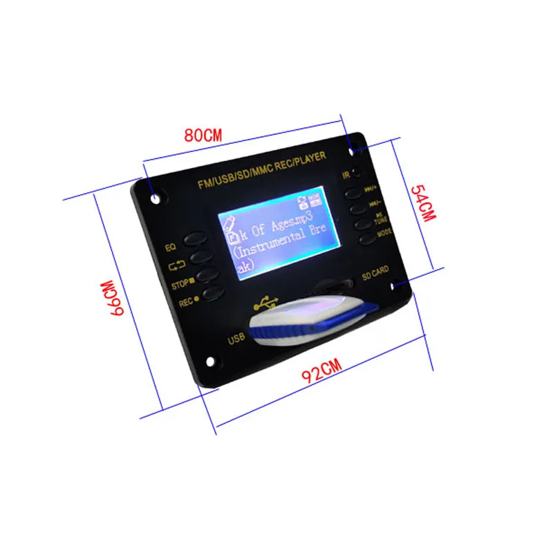 Bluetooth аудио ЖК-дисплей MP3 плеер без потерь декодер плата USB SD AUX MIC запись FM радио