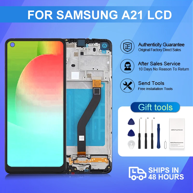 Дисплей A215 Для Samsung Galaxy A21, ЖК-дисплей с сенсорным экраном и дигитайзером в сборе, A215F A215U, бесплатная доставка, 1 шт.