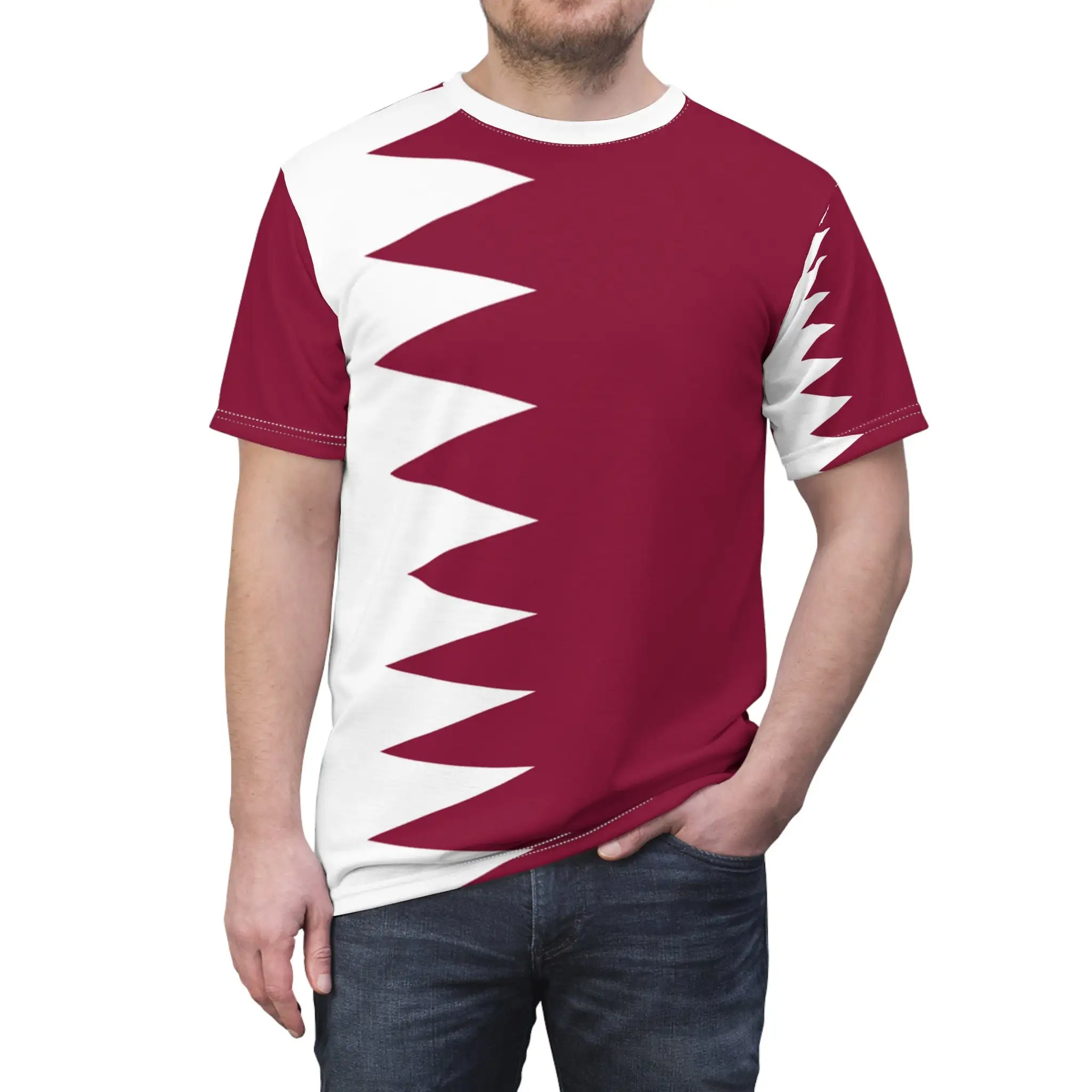 

Vintage Qatar Flag 3D T Shirt For Men Fashion Hip Hop O-neck Short Sleeve Tops
