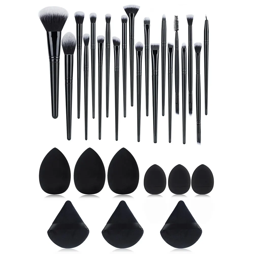 20 шт. кисти для макияжа + 9 губка на воздушной подушке пудра пуховка палец набор