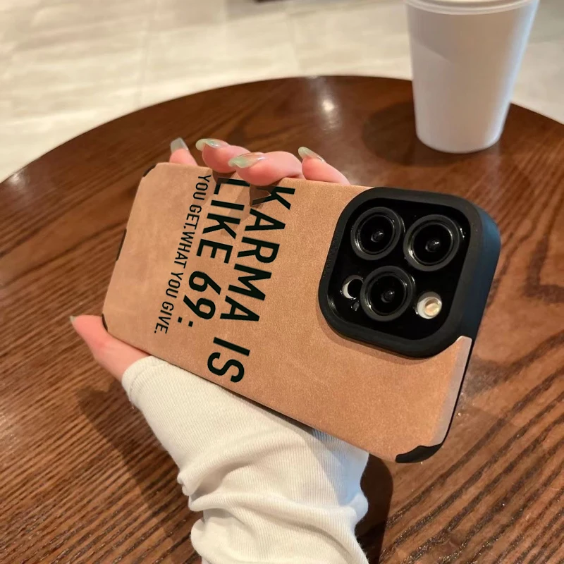 Фото Чехол для телефона Karma Is Like 69 со слоганом для iPhone 17 16 15 14 13 12 11 Pro Max Air XR X XS 7 8 Plus SE 2022 Мягкий чехол из искусственной кожи №1