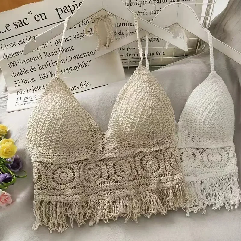 Женский Вязаный Короткий Топ С Открытой Спиной И Кружевной Отделкой Сексуальная