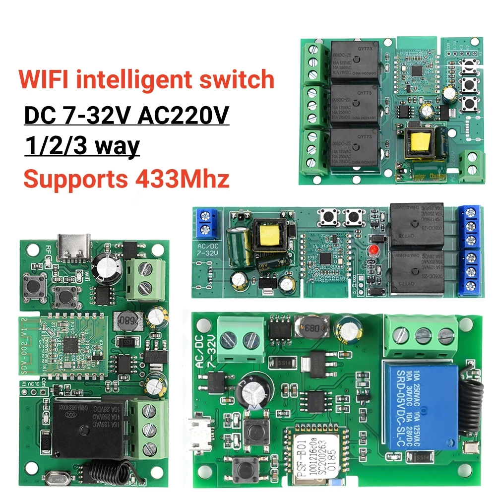 USB 7-32 В DIY 1/2/3 канальный проблесковый самоблокирующийся WIFI беспроводной релейный