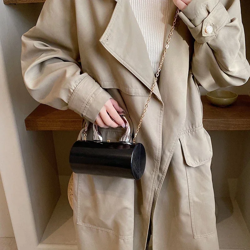 Вечерние клатчи с золотым цилиндром для женщин сумка через плечо цепочкой