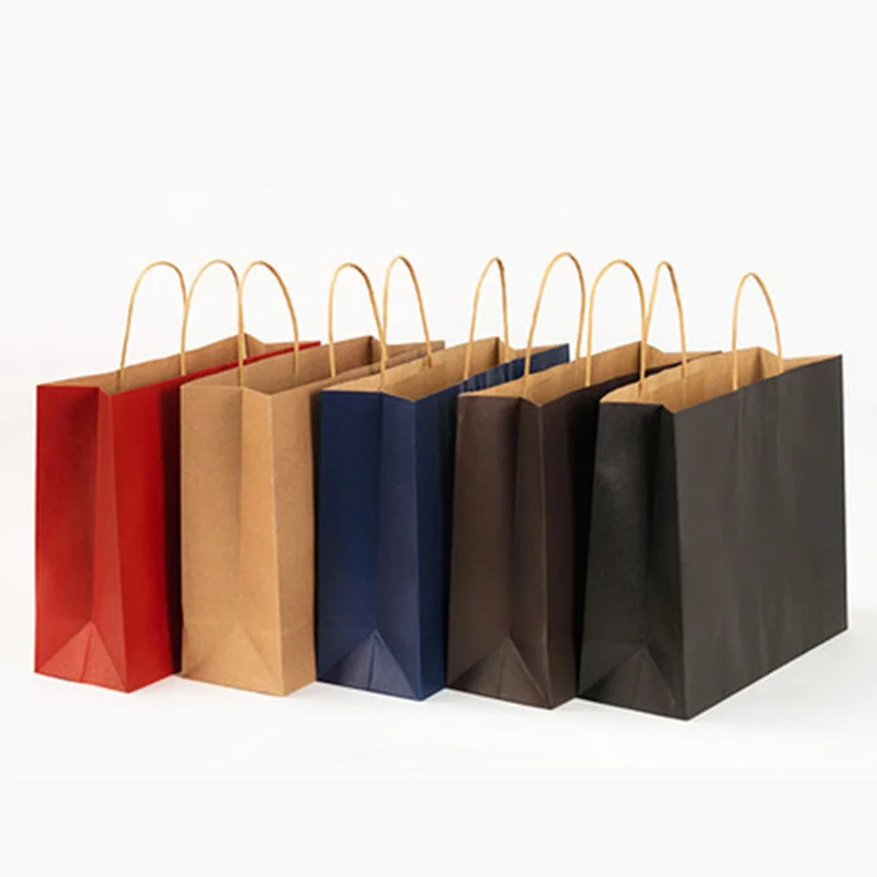 

10 Pcs/lot Large Kraft Paper Bag With Handles Multi-function Paper Bags Recyclable Gift Bag Environmental Clothes Shoes Bag