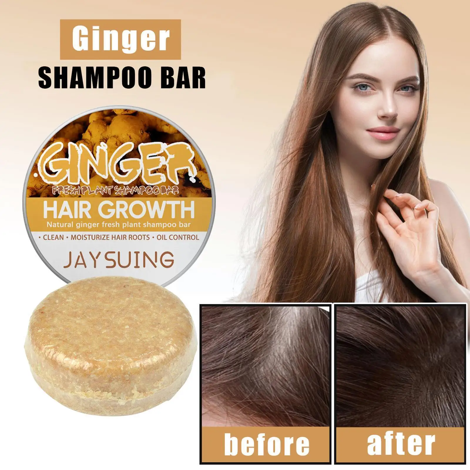 

60g Ginger Shampoo Bar Soap Handmade Essential Soap Loss Smooth Massage Anti Hair Growth Care Scalp Moisturizing Hair Hair T6R8