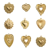 10 20raw brass embossed heart charms pendant for diy necklace bracelet earrings jewelry findings making supplies