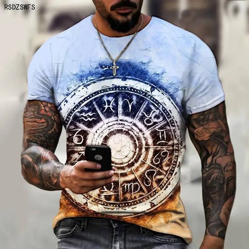 

Streetwear Fashion 2021 New Time Men's Summer 3D Short Sleeve T-shirt Bell Crew Neck Men's Oversized T-shirt 5XL
