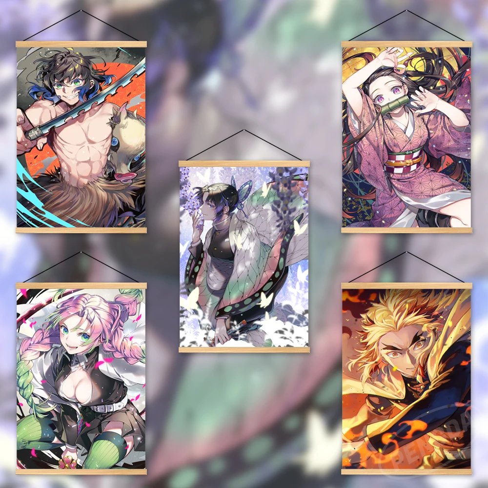 

Холст с принтом на стену, рассекающий демонов, аниме искусство Kanroji Mitsuri, украшение для дома, камадо незуко, подвесная картина, деревянная кар...