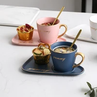 nordic ceramic coffee cup with saucer luxury gilded dessert milk cup home breakfast mug gift cups exquisite gift water mug new
