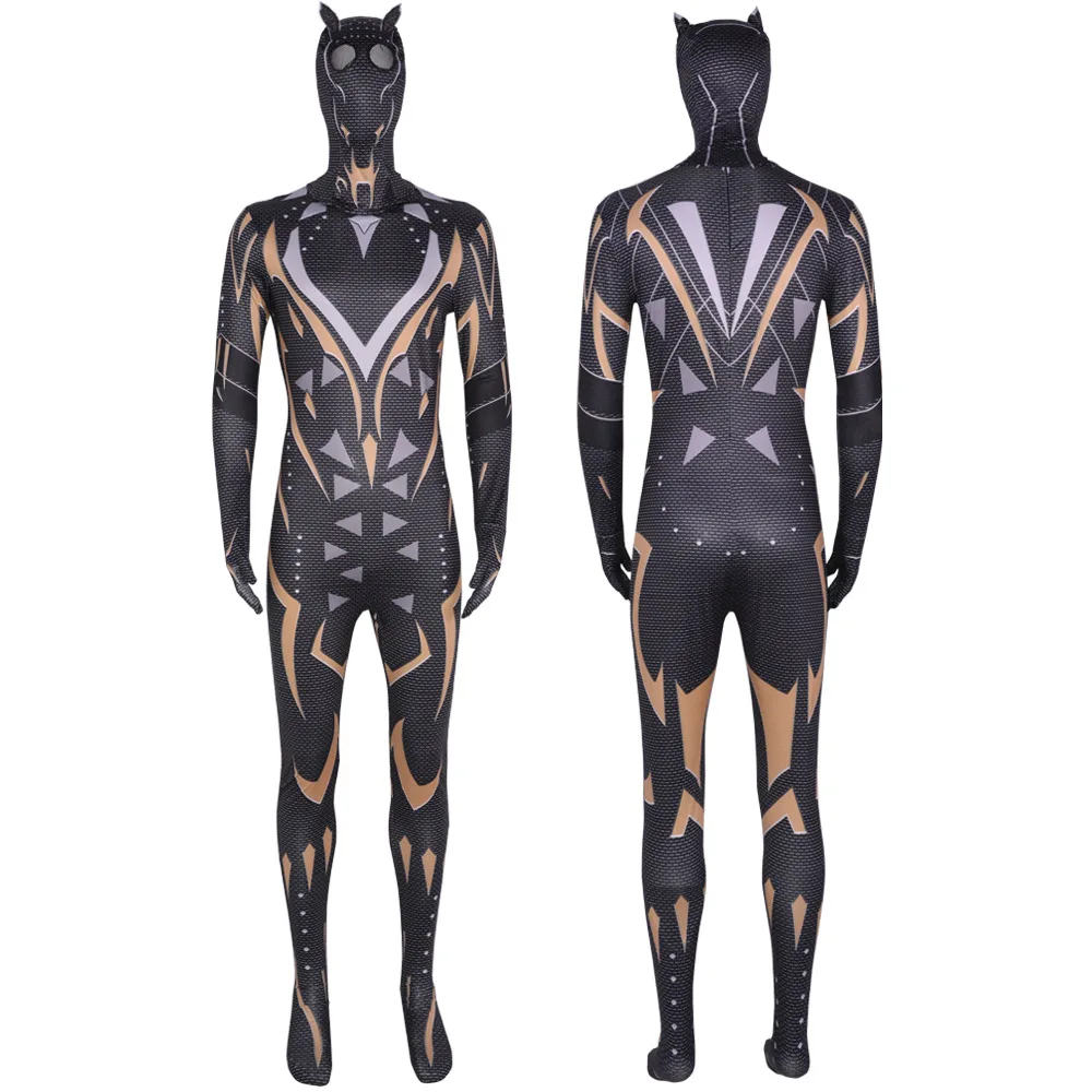 Superhero Black Panther Shuri Cosplay Costume Jumpsuit Bodysuit Halloween Carnival Party Costume for Women Kids Mask Suit