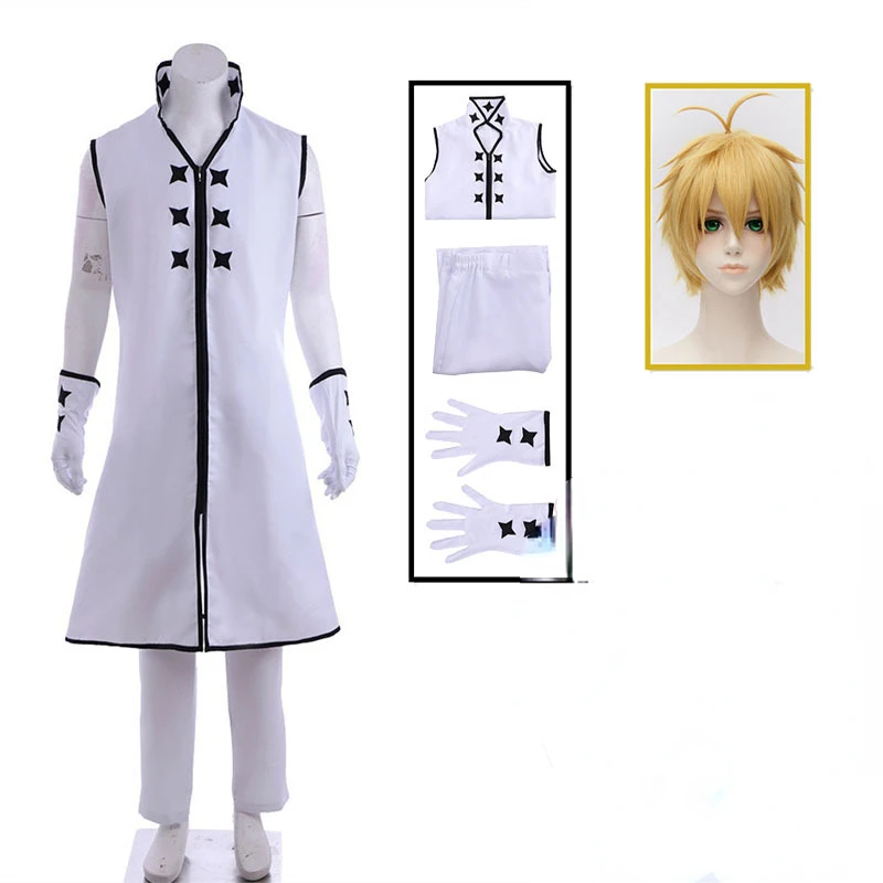 

Anime Cosplay The Seven Deadly Sins Kamigami no Gekirin windbreaker Meliodas Costume White Trench Gloves halloween party suit