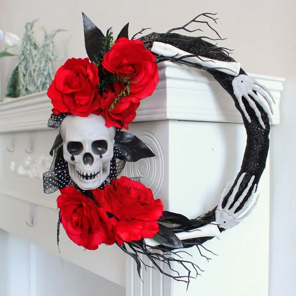 

Halloween Wreath Hanging Skull Ghost Decorations Front Halloween Party Wreathes Hanging Window Decoration Door Props Backgr T7p3