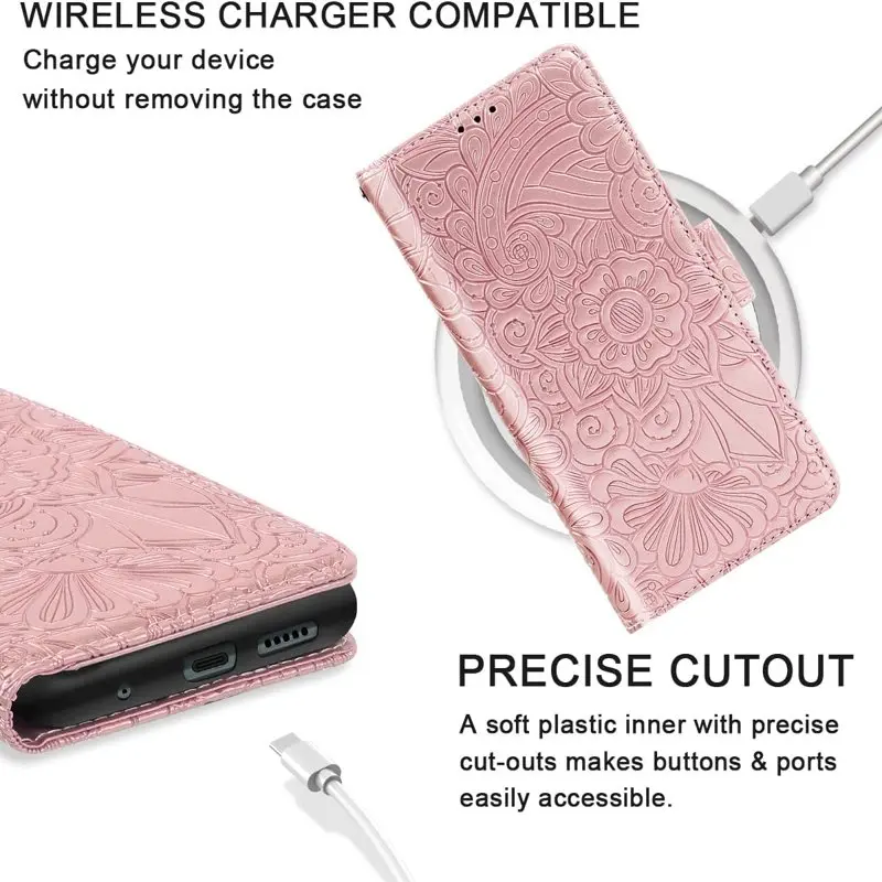 for Moto G Power 2022 Wallet Case,Mandala Floral  Folio Flip Wristlet Shockproof Protective ID Credit Card Slots Holder Phone Co