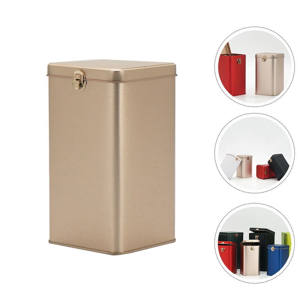 

Refrigerator Containers Metal Tea Caddy Sealed Canister Household Food Jar 19X10CM Golden Tinplate Storage Sealing Pot