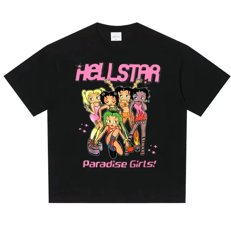 

Футболки HELLSTAR в стиле ретро, хип-хоп, для улицы, с коротким рукавом, для мужчин и женщин, летняя свободная нишевая дизайнерская классическая черная, белая футболка