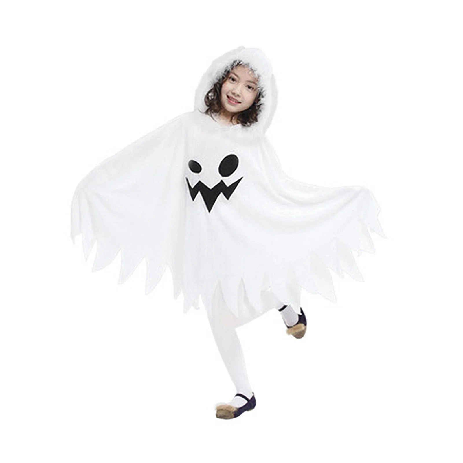 

Детская белая накидка с капюшоном на Хэллоуин с забавным рисунком призрака женский костюм для косплея на Хэллоуин костюм для выступления н...