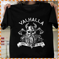 viking valhalla sons of odin norse nordish thor mythology t shirt black short sleeve casual 100 cotton men clothing