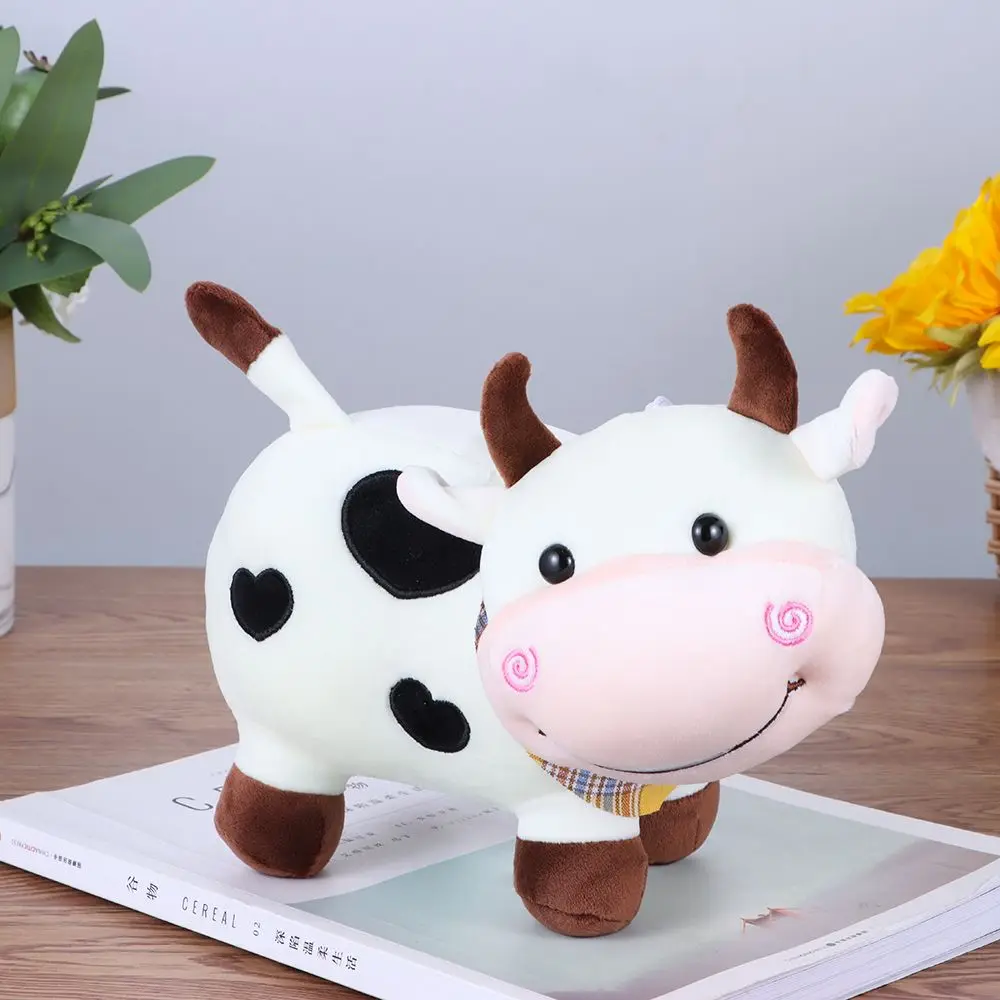 

New Stuffed & Plush Animals Super Soft Cute Cartoon Plush Toy Bull Doll Calf with Scarf Little Color Cow Doll