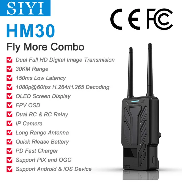 SIYI HM30 Long Range Full HD Цифровая передача изображения FPV Система 1080p 60fps 150ms SBUS PWM Mavlink