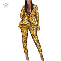 new bintarealwax african clothesfor women long sleeve tops and pant sets cool suits african clothing 2 pieces sets wy8302
