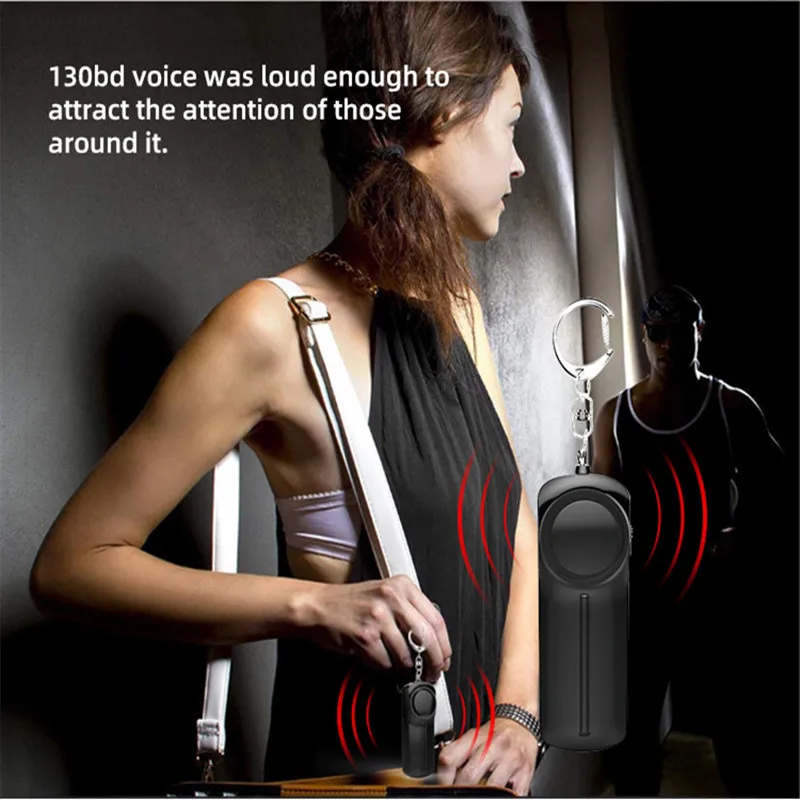 

1PCS Flashlight Keychain Self Defense Anti-pervert Alarm Practical Self-defense Keychain Emergency Attack Safety Security Alarm