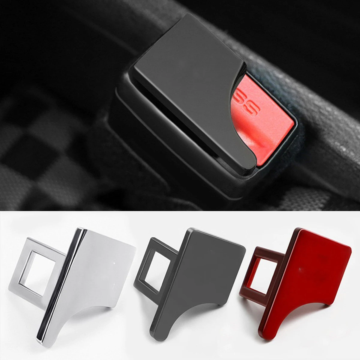 

1Pcs Car Safety Seat Belt Lock Buckle Head Clip Universal Hidden Metal SeatBelt Plug Alarm Canceler Stopper Interior Accessories