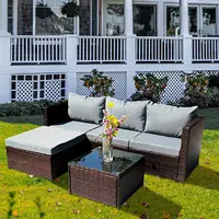 Outdoor Sofa Outdoor Sectional Sofa Patio Seating 5 Pieces Patio Furniture All Weather Manual Weaving Wicker Rattan Patio