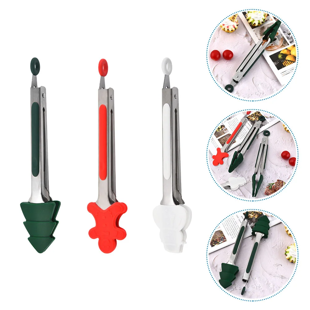 

3pcs Kitchen Tongs Stainless Steel Tongs with Tips Cooking Tongs
