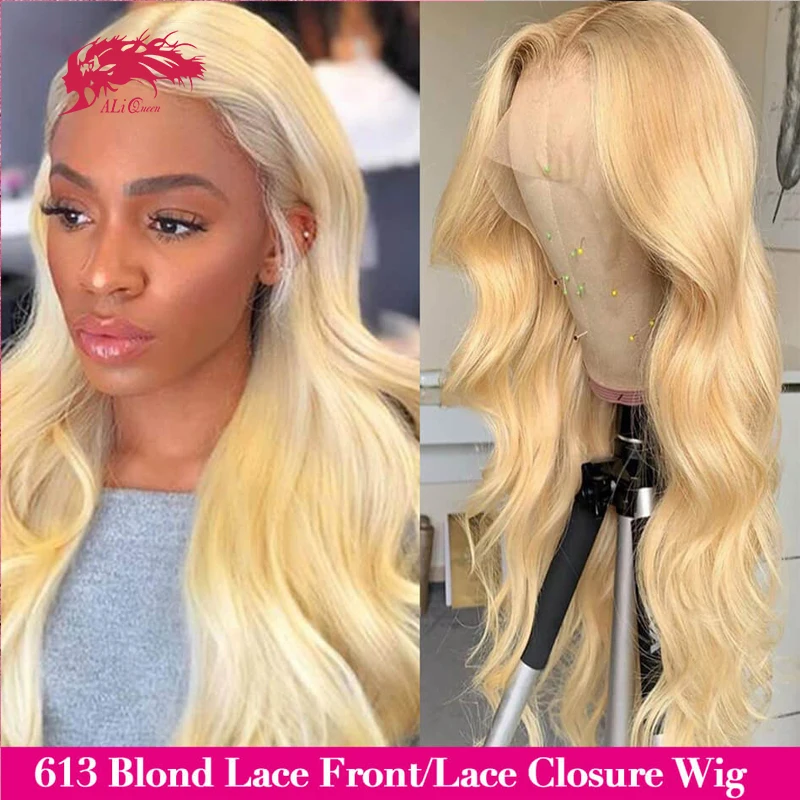 Ali Queen Blonde Lace Front Wig Human Hair Body Wave Brazilian Human Hair Wigs 13x4 HD Lace Frontal Wig 4x4 5x5 Lace Closure Wig
