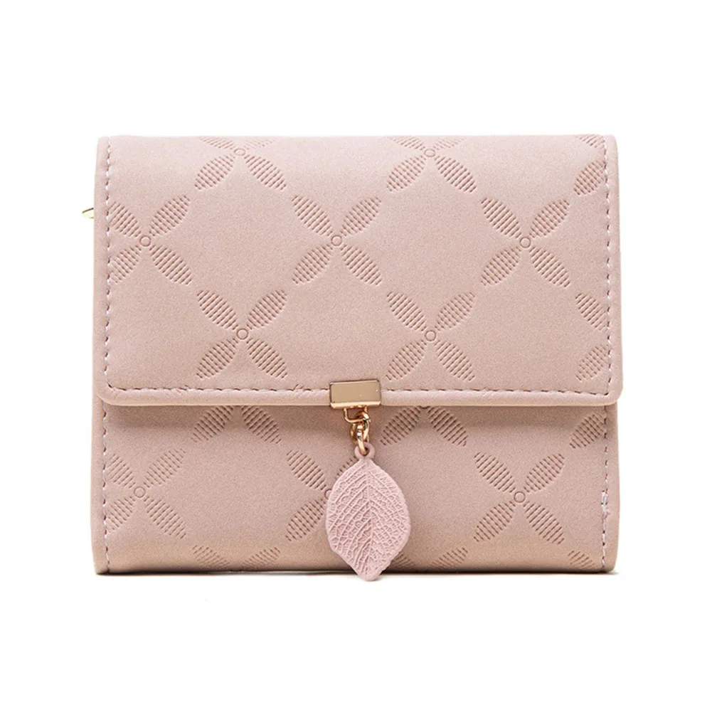 Purse All-Match Rhombus Plaid Wallet With Leaves Ultra-thin Large Capacity Coin Purse For Money Card Storage