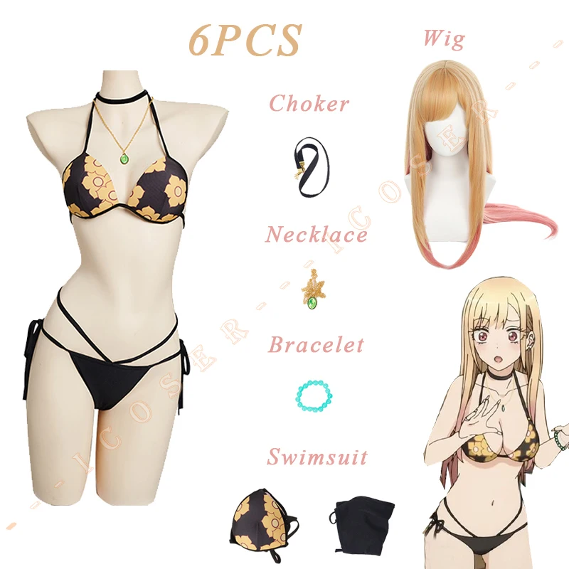 

Аниме мой костюм, дорогой Марин, Kitagawa, искусственный купальник, парик, ожерелье, одежда для плавания, кукла-бисквит, Wa, Koi Wo, Suru