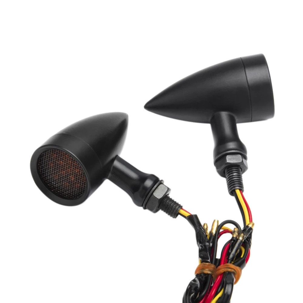 

10mm Motorcycle Retro LED Turn Signal Brake Light Mesh Lens for Chopper