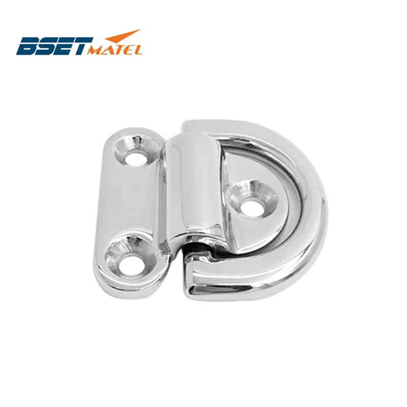 

6mm Mirror Polish Marine Grade 316 Stainless Steel Boat Folding Pad Eye Lashing D Ring Tie Down Cleat for Yacht Motorboat Truck
